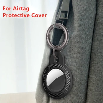 TPU Protective Cover for Apple Airtags Tracker Carbon Fiber Protector Hard Shell for Airtags Locator Tilfælde Ærme med Nøglering