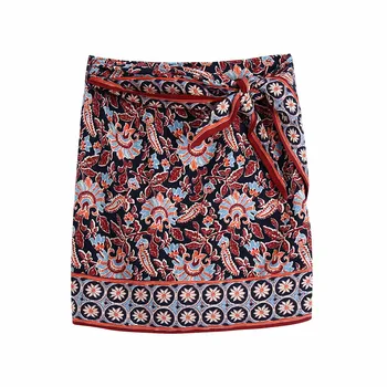 TRAF Mini Nederdel Za Kvinder faldas 2021 Høj Talje Sommeren Wrap Kvinde Korte Nederdele Kvindelige Side Bundet Vintage Nederdel