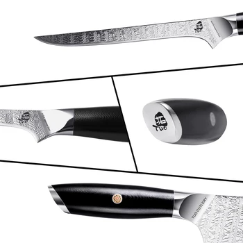 TUO Udbening Kniv 7 tommer - Filet Kniv Fleksibel køkkenkniv AUS-8 Japansk Stål med G10-Håndtag - FALCON S-SERIEN