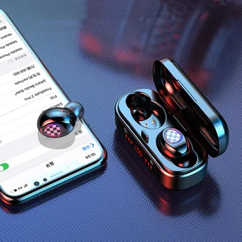 TWS V7 Bluetooth Hovedtelefon 5.0 Sport Earbuds Vandtæt Musik Hovedtelefoner HIFI Stereo støjreduktion for Huawei Xiaomi iPhone