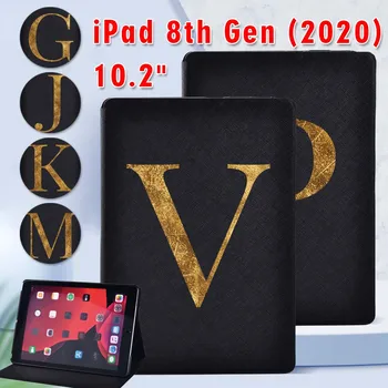 Tablet etui til Apple Ipad-8 2020 8. Generation 10,2 Tommer Brev Mønster Dække Sagen + Gratis Stylus