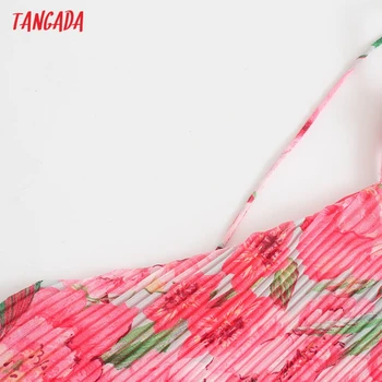 Tangada 2021 Fashion Kvinder Blomster Print Halterneck Kjole uden Ærmer Backless Kvindelige Casual Lang Kjole 5Z155