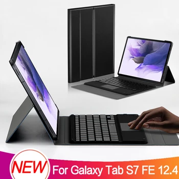 Taske Til Samsung Galaxy Tab S7 FE LTE 12.4 2021 SM-T735C SM-T735 T736 T730 Tablet-Bluetooth-Tastatur Beskyttende Dække Sagen Shell