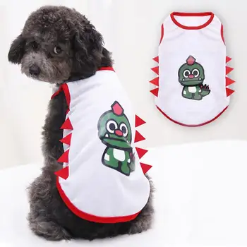Tegnefilm Dinosaur Dog Shirt i Tynd Cool Hund Tøj til Små Hunde Chihuahua Sommeren Hund Vest Åndbar Mesh T-Shirt Kat Tøj