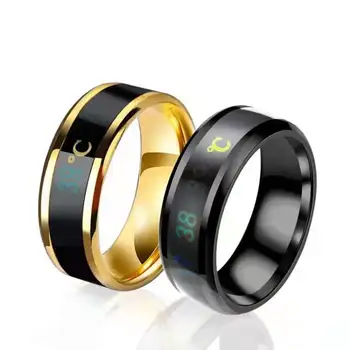 Temperatur Ring Mode Smart Rustfrit Stål Klassiske Bryllup Og Moderne Til Kvinder, Mænd Vandtæt Ringe Smykker