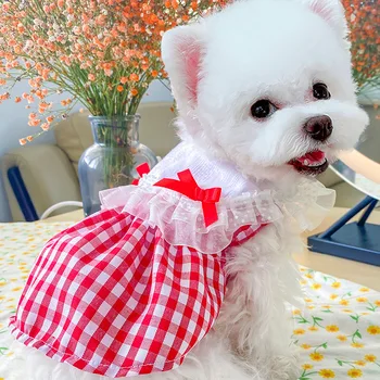 Ternet Kjole Hund Tøj Søde Tøj Hunde Super Lille Kostume Søde Åndbar Chihuahua Print Sommer Pink Pige Mascotas