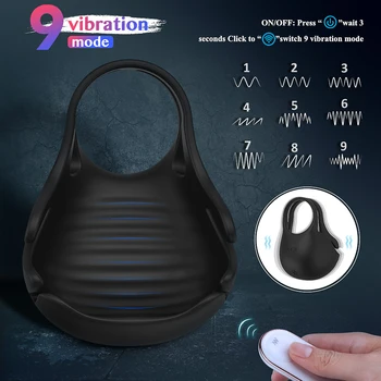 Testikel Vibrator for Mænd Penis Massageapparat Ring Dildo Sex Legetøj til Mænd Kyskhedsbælte Trådløs Fjernbetjening Mandlige Prostata Massage