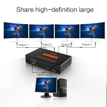 Tjtak HDMI Splitter-1 x 4 4K-3-Port HDMI-Switcher 1: 4 Ud af HDMI Switch med 3D Til Xbox 360 PS4 Smart TV HDTV DVD, PS3, Xbox