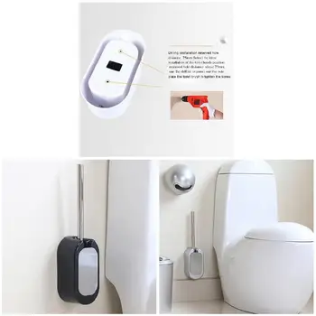 Toilet Børste Hjem vægmonteret Toilet Børste Badeværelse Pensler med Rustfri Stål Håndtag BJStore
