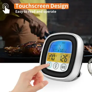 Touch Screen Mad Madlavning Trådløse Kød Termometer Digital BBQ Grill Temperatur Måleren Probe，en Timer Og en Temperatur Alarm