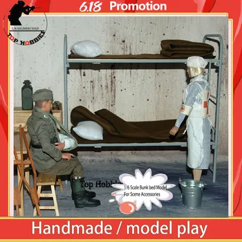 Toy Model WWII tyske 1/6 Skala Metal & Træ-Bunk Bed Modeller For 12 tommer Soldat Action Figur