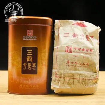 Tre Kraner Kinesisk Te Sanhe 2017 Guangxi Liu Pao Te Liubao Cha Løs, Mørk Te Kobber Jar-200g