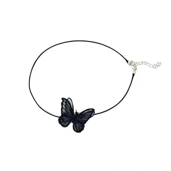 Tre-dimensionelle Butterfly Lace Choker Halskæde Krave Kvindelige Neckband Halskæder til Kvinder Sommeren Kravebenet Kæde Goth Smykker