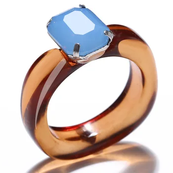 Trendy, Farverige Gennemsigtig Akryl Harpiks Crystal Ringe Til Kvinder, Søde Koreansk Mode Geometrisk Runde Ringe Part Smykker Gave