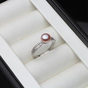 Trendy Finger Ring I Sølv 925 Fine Smykker,Justerbar Hvid Sort Naturlige Ferskvands Perle Ringe Kvinder Bryllupsgave