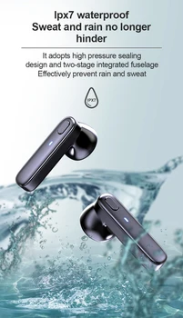 Trådløs Bluetooth-5.0 Øretelefoner Vandtæt, Holdbar HiFi Stereo Sports Gaming Øretelefoner, Hovedtelefoner Med LED Opladning Boks Og Mic