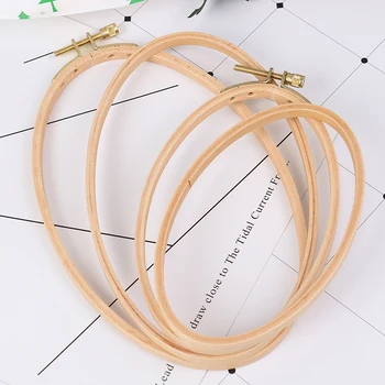 Træ Bambus Broderiramme Oval Broderiramme Ring Cross Stitch Maskine DIY Needlecraft Husholdning, Syning Værktøj