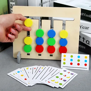 Træ-Montessori Toy Fire Farve/ Frugt Dobbeltsidet Matchende Spil Logisk Argumentation, Uddannelse, Børn Pædagogisk Legetøj for Børn