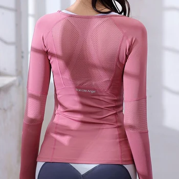 Trænings-og Kvinder T-Shirts Slim Fit For Sport Kører Mesh Yoga kortærmet Trøjer Yoga-Top Womens Fitness-Shirt med sportstøj Tees