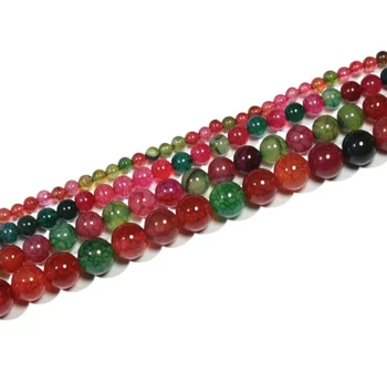 Turmalin Agat Løse Perler Naturlig Gemstone Glatte Runde til smykkefremstilling