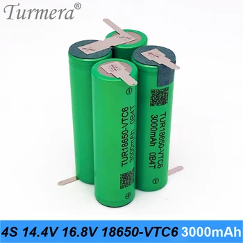 Turmera 4S 16,8 V 14,4 V 18650 VTC6 3000mAh 6000mAh Lithium Batteri 30A Lodning Strip for Skruetrækker-Batterier Shura Tilpasse