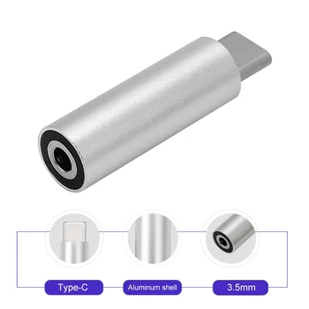 Type-C 3,5 mm Jack Converter Hovedtelefoner Audio Adapter Runde Aluminium Legering Velegnet For Type-C Interface smartphones