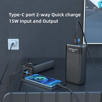 Type C PD Powerbank 40000 Mah Hurtig Dual Charge Power Bank Sort Led-Display 15W PD Ekstern Batteri Oplader Til iPhone Xiaomi