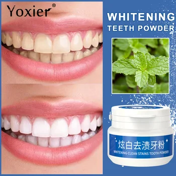 Tænder Whitening Powder Mynte Frisk Ånde Tand Pleje Dental Naturlige Perle Blege Rengøring Mundhygiejne Tandbørste Blege Værktøjer