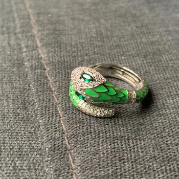 UMGODLY Mode Slange Ring i Sølv Farve med Høj Kvalitet Fluorescerende Grønne Øjne Finger Ring Micro Cubic Zirconia Kvinder Brand Smykker