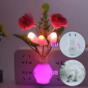US Eller EU Plug i Romantisk Stemning Nat-lampe Lysstyrke LED Farverige Lanterne 0,5 W Potteplanter Granatæble Blomst Indretning Sove-lys