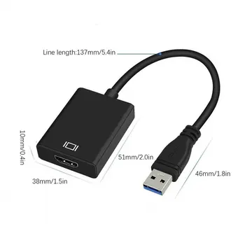 USB 3.0-HDMI-Kompatibel Kvindelige Audio Video Adapter Omformer Kabel til Windows 7/8/10