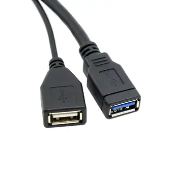 USB 3.0-Kvindelige Dual USB Mand Ekstra Strøm Data Y forlængerkabel til 2,5 tommer Mobil Harddisk