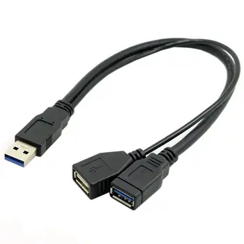 USB 3.0-Kvindelige Dual USB Mand Ekstra Strøm Data Y forlængerkabel til 2,5 tommer Mobil Harddisk