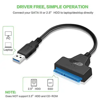 USB 3,0 Til 2,5 tommers SATA-Harddisk Adapter Kabel SDD SATA Til USB 3.0-Converter-Sort