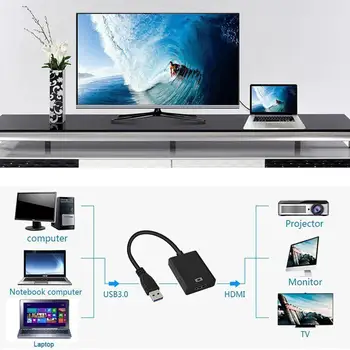 USB 3.0 til Audio Video Converter Adapter Kabel til Windows 7/8/10 PC 1080P Computer Kabler & Stik sata кабель