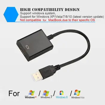 USB 3.0 til Audio Video Converter Adapter Kabel til Windows 7/8/10 PC 1080P Computer Kabler & Stik sata кабель