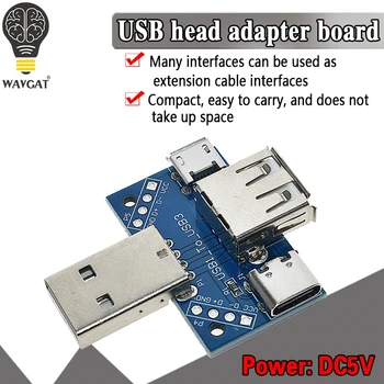 USB-Hoved Tavle Mandlige USB-Stik til Type c Kvindelige Mikro-USB-2.54-4P overførsel test yrelsen USB-adapter plade XY-USB4