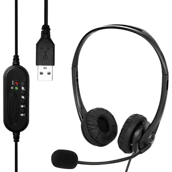 USB-Kabelforbundne Headset PC-Bærbar Hovedtelefon med Noise Cancelling Mikrofon og Chatter på Nettet Undervisning Videokonferencer
