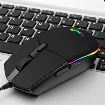 USB-Kablet RGB Farverig Belysning Gaming Mus 1000 DPI 6 Nøgler Fotoelektriske Gamer Computer Mus Office Home Lysende Kablede Mus