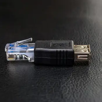 USB Type A hun Til RJ45 Male Ethernet LAN-Netværk Plug Router Socket Sort Adapter A6W0