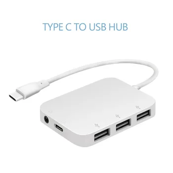 USB Type C-Hub OTG-Adapteren 5 i 1 Type-C 3 USB 2.0-Splitter med 3,5 mm Jack Audio Hearphone Converter til MacBook Pro/Air USB