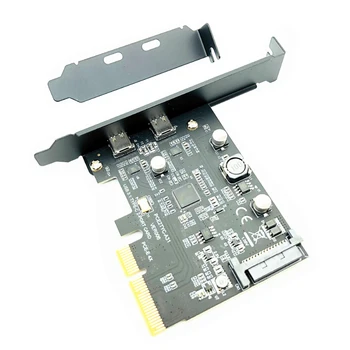 USB Type C PCI Express-Kort PCI-E 4X til USB-3.1 Gen2 10Gbps 2-Port Type C udvidelseskort ASM3142 Chip SATA-Stik Til Desktop