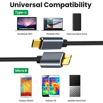 USB Type C Til Micro-B USB 3.0 Kabel 5 gbps Hurtig Data Sync Ledningen Adapter Mobile Harddisk Data Kabel Til Macbook Harddisk Type-C