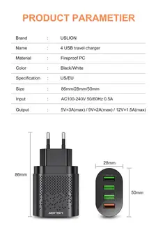 USLION EU/US Stik PD USB Oplader 48W 3A Quik Afgift 3.0 Mobil Oplader Til IPhone, Samsung 12 Xiaomi Hurtigt Væg Opladere