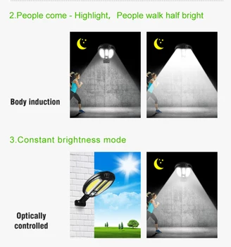 Udendørs Sol Lampe Solar Sensor væglampe med 3 Lys-Tilstand Vandtæt bevægelsesfølerens Sikkerhed Belysning til Have, Terrasse, Gård