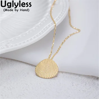 Uglyless Guld Shell Muslinger Halskæder til Kvinder Simple koreanske Elegant 925 Sølv Vedhæng Kreative Mode Smykker Mode + Kæder