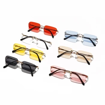 Uindfattede Rektangel Solbriller Kvinder UV400 Kørsel Sol Briller Mænd Klar Farve Sommeren Tilbehør Square Lille Størrelse
