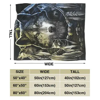 Ultra-Blød Micro-Fleece Tæppe Tegnefilm tæppe, sengetøj, uld tæppe med 3D printet symbol på tegnefilm white Wolf
