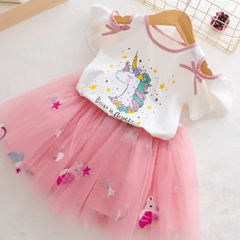 Unicorn Tøj Sæt til Piger Sommer Mode Prinsesse Fødselsdag Tøj Children' s Tøj der Passer til Børn Piger Tøj Sæt