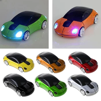 Unikt Design 2,4 G 1600DPI Mus Trådløse USB-Modtager Lys LED Bil Forme Optiske Mus Nyt Drop Shipping